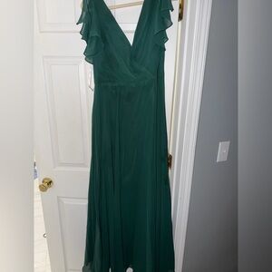 David's Bridal Deep Green Wedding Dress
